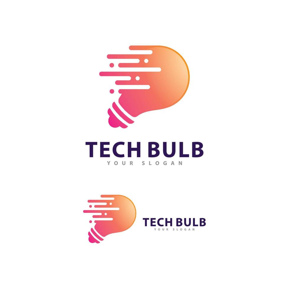 vector de logotipo de bombilla de tecnología. concepto de diseño de logotipo de tecnología creativa