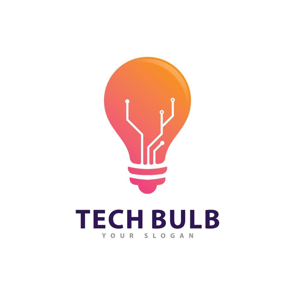 vector de logotipo de bombilla de tecnología. concepto de diseño de logotipo de tecnología creativa