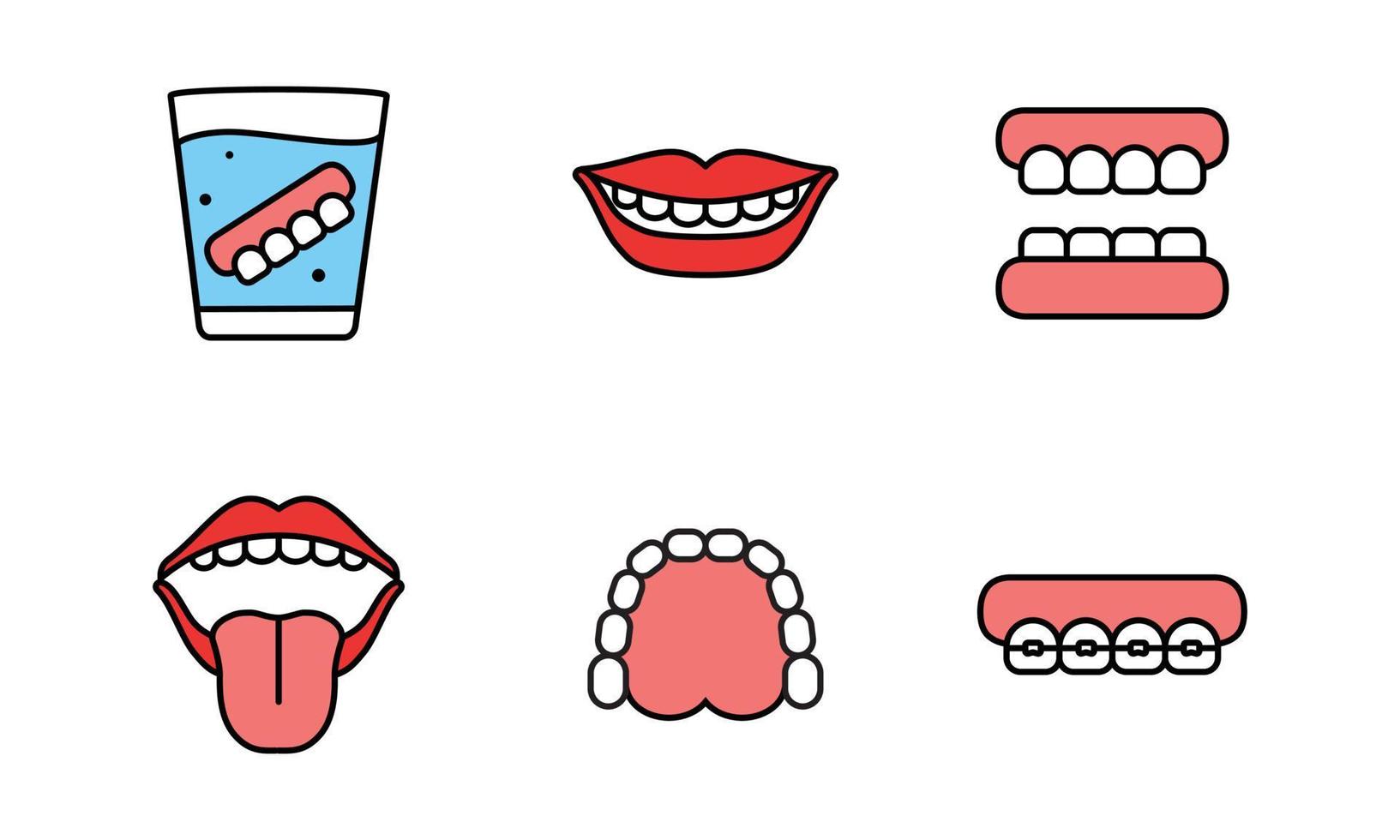 collection of dental icon designs. including dentures and oral anatomy vector