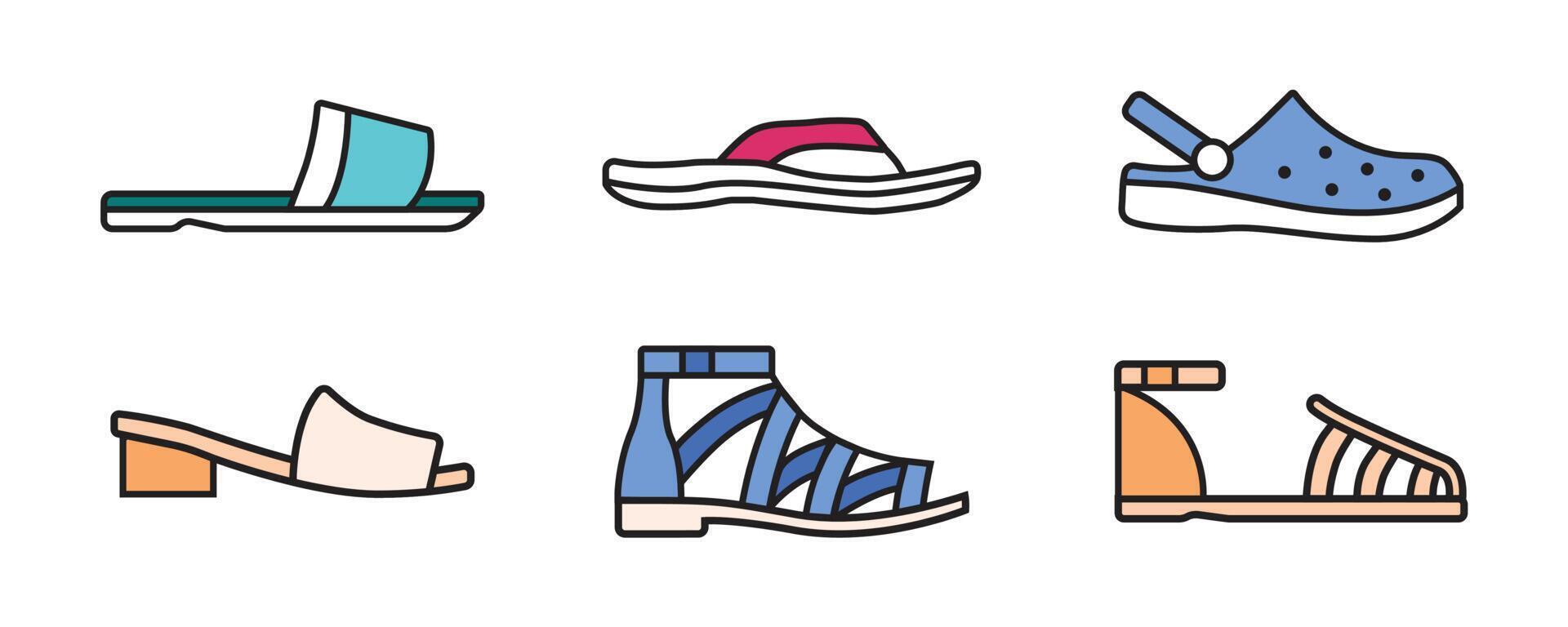 collection of men's and women's shoes for fashion and beauty in vector illustrations