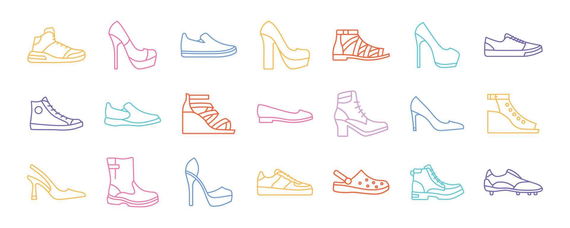 collection of men's and women's shoes for fashion and beauty in vector illustrations