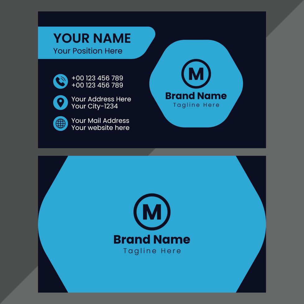 Corporate Business Card minimal design with hexagon shape vector