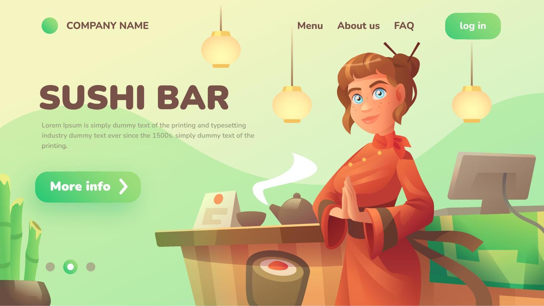 Illustration of a girl in a kimono for the website vector