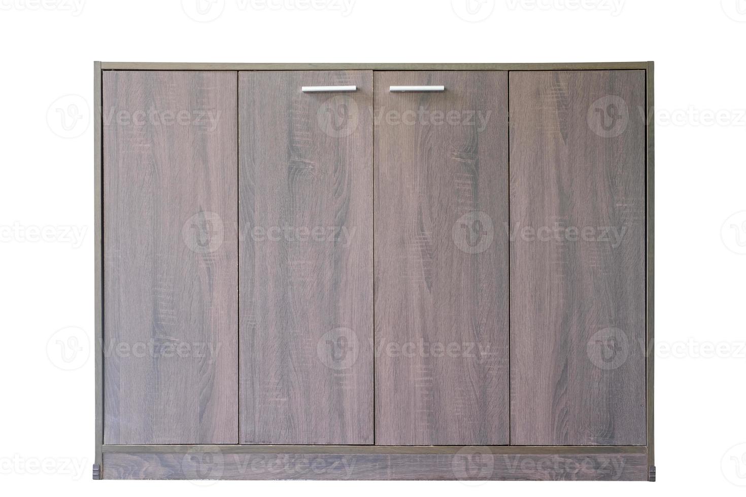 Shoe shelves made of wood modern style on white background with clipping path photo