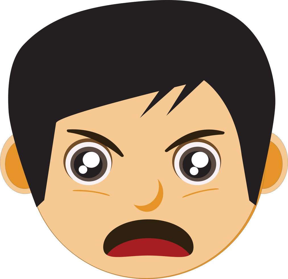 Angry Asian Boy Face Illustration vector