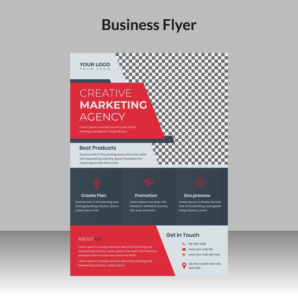 Corporate business flyer design and digital marketing agency brochure cover template with photo Free Vector