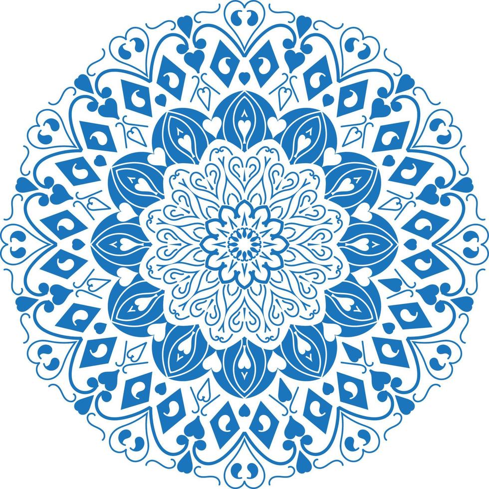 adorno de mandala, contorno, garabato, dibujado a mano, ilustración. estilo de tatuaje de henna vectorial, puede usarse para textiles, libros de colores, impresión de estuches telefónicos, tarjetas de felicitación vector