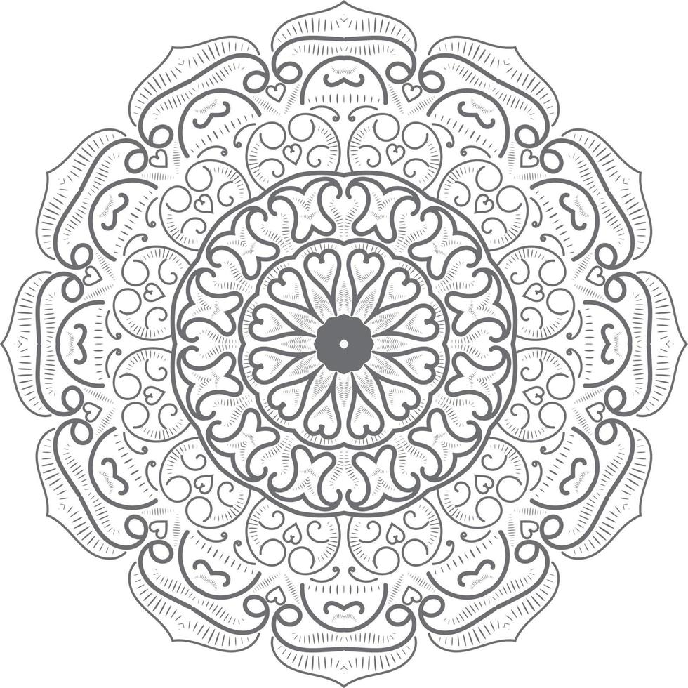 Mandala ornament, outline, doodle, hand-drawn, illustration. Vector henna tattoo style, can be used for textile, coloring books, phone case print, greeting cards