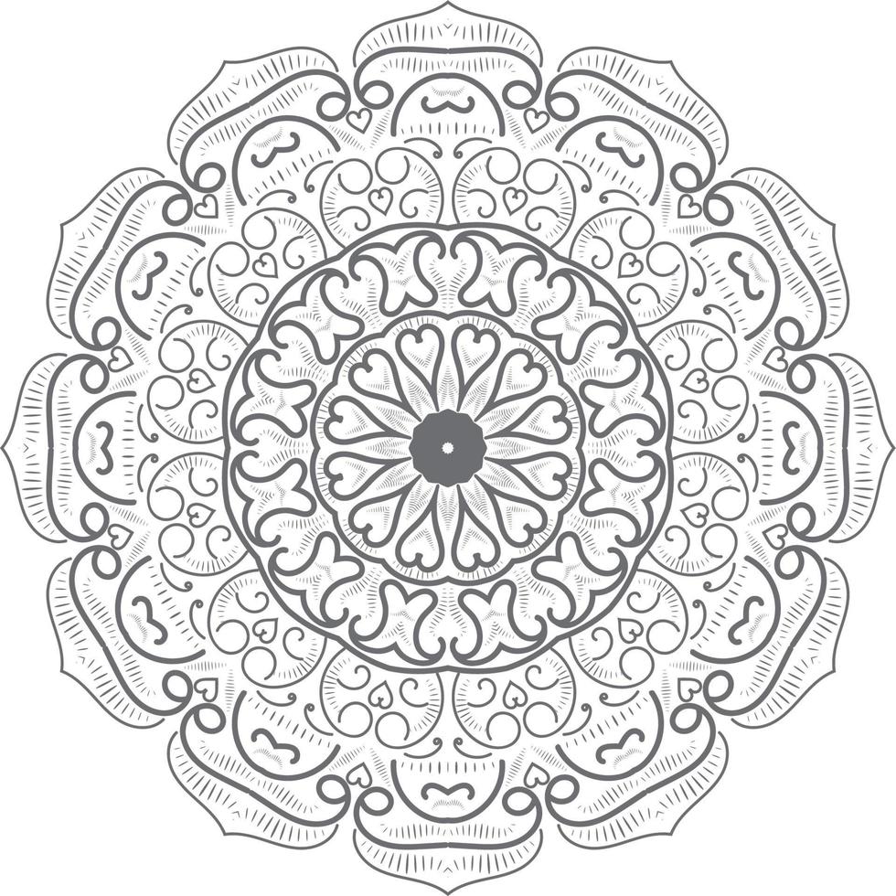 adorno de mandala, contorno, garabato, dibujado a mano, ilustración. estilo de tatuaje de henna vectorial, puede usarse para textiles, libros de colores, impresión de estuches telefónicos, tarjetas de felicitación vector