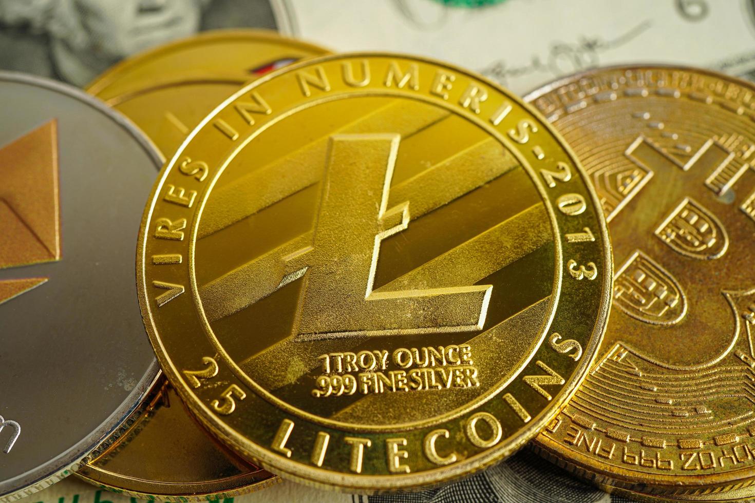 Litecoins for online business and commercial, Digital currency, Virtual cryptocurrency. photo