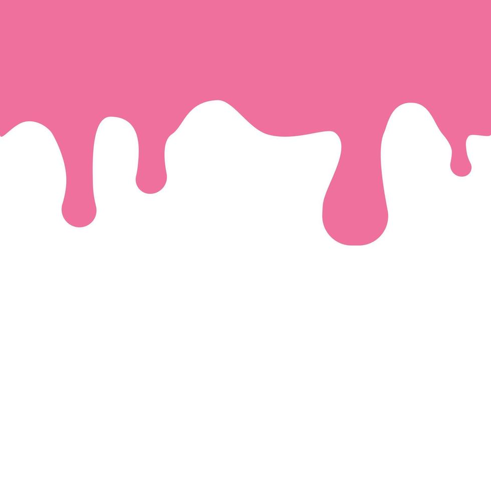 Pink liquid sweet flow, tasty dessert flowing drips. vector