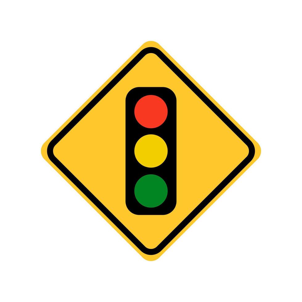 Warning sign of red light isolated. Traffic light icon vector on red triangle sign.