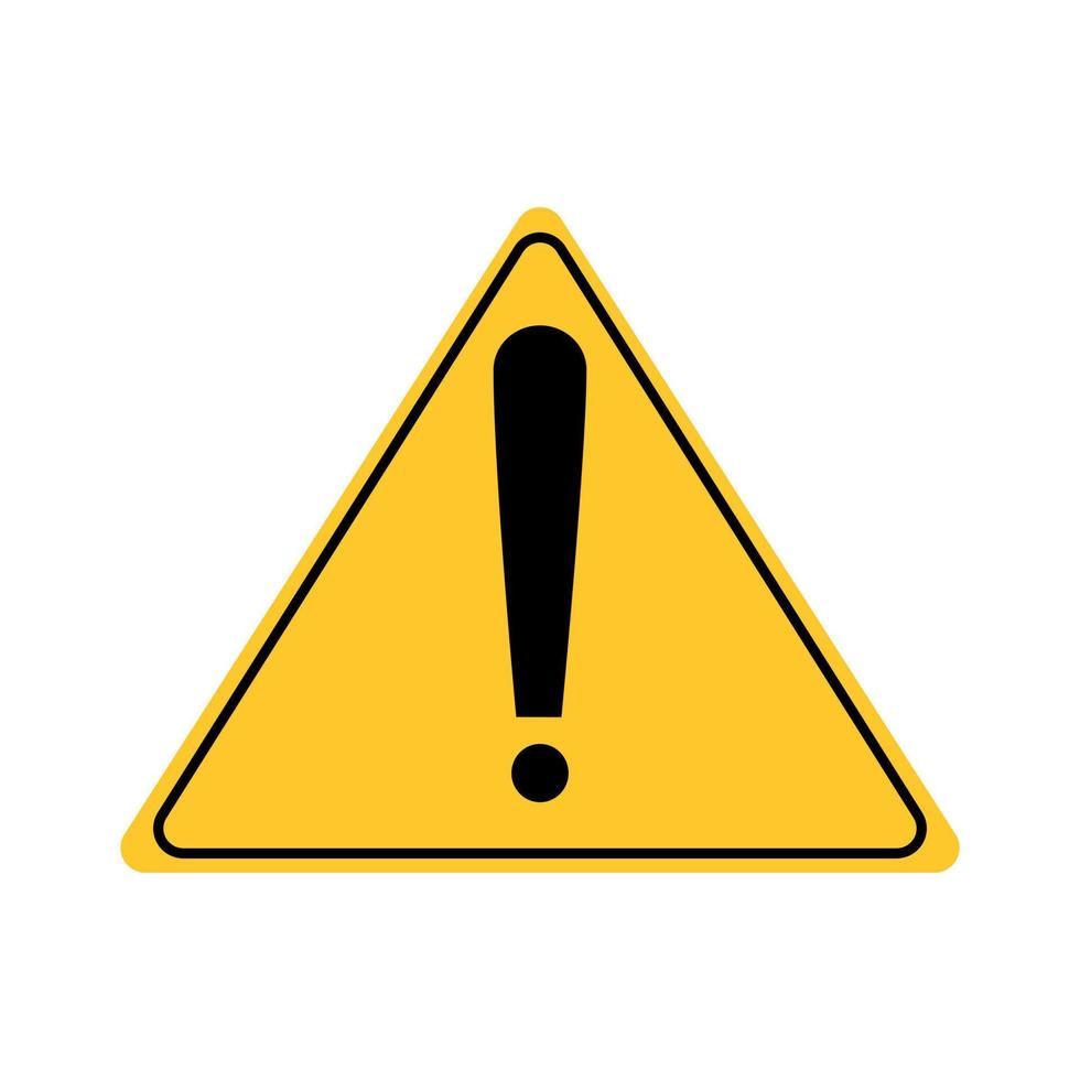 Caution warning sign with exclamation mark. Alert, danger, hazard, attention and error symbol. Yellow road sign. vector