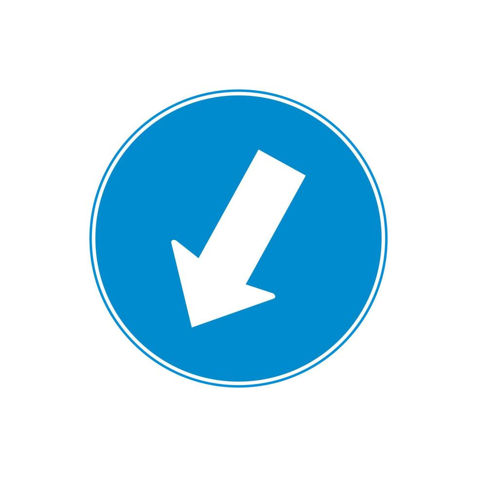 Direction white arrow street sign icon on blue background . Keep left sign icon. vector