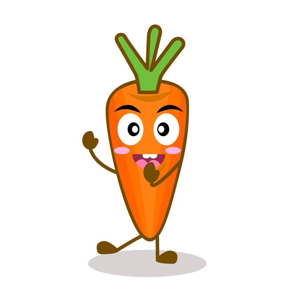 Carrot cute cartoon character.Fruit and vegetable cute simple icon. vector