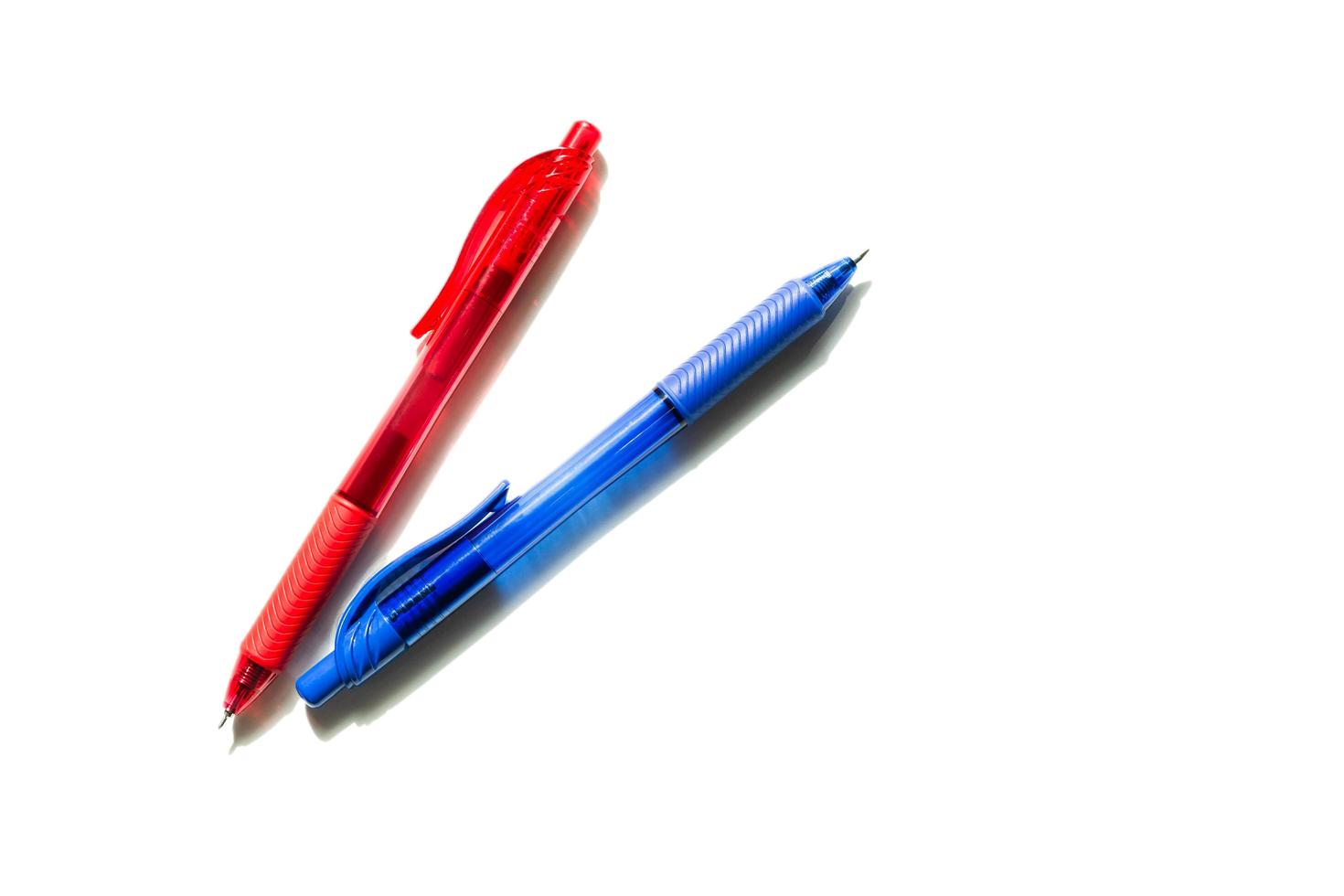 Blue and red pen isolated on a white background. photo