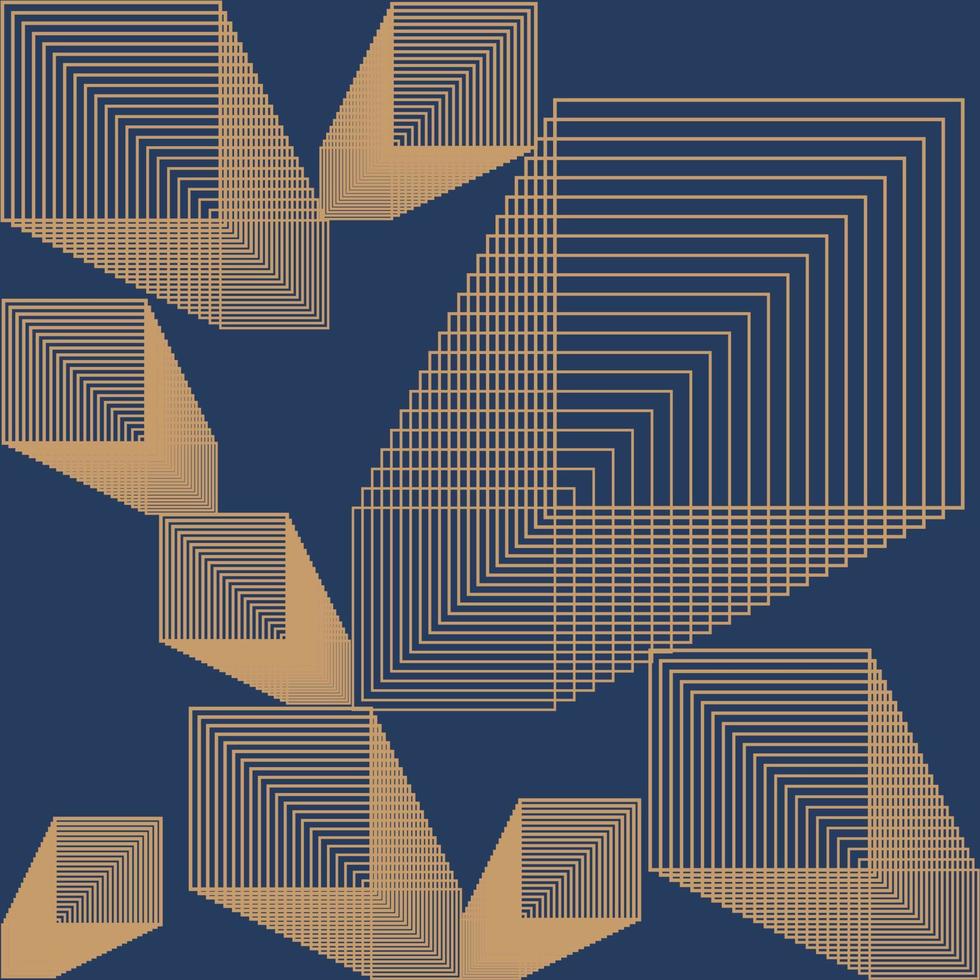 Abstract art geometric gold line on blue background vector