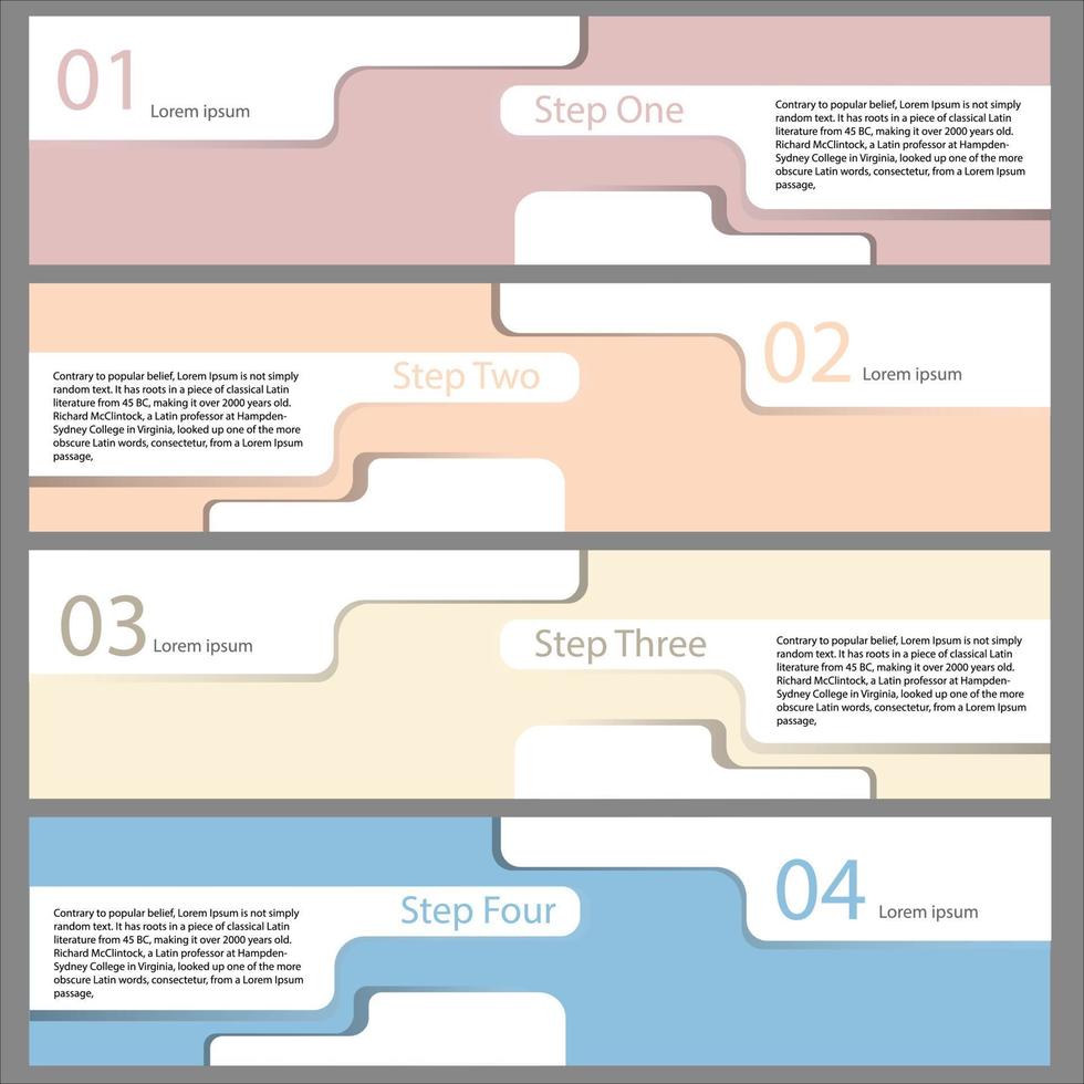 paso de concepto de proceso de plantilla de vector de rectángulo de 4 pasos infográfico para estrategia o sistema de aprendizaje educativo