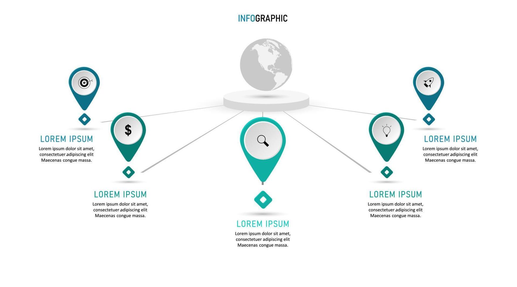 Vector Infographic label design template with icons and 5 options or steps. Can be used for process diagram, presentations, workflow layout, banner, flow chart, info graph.