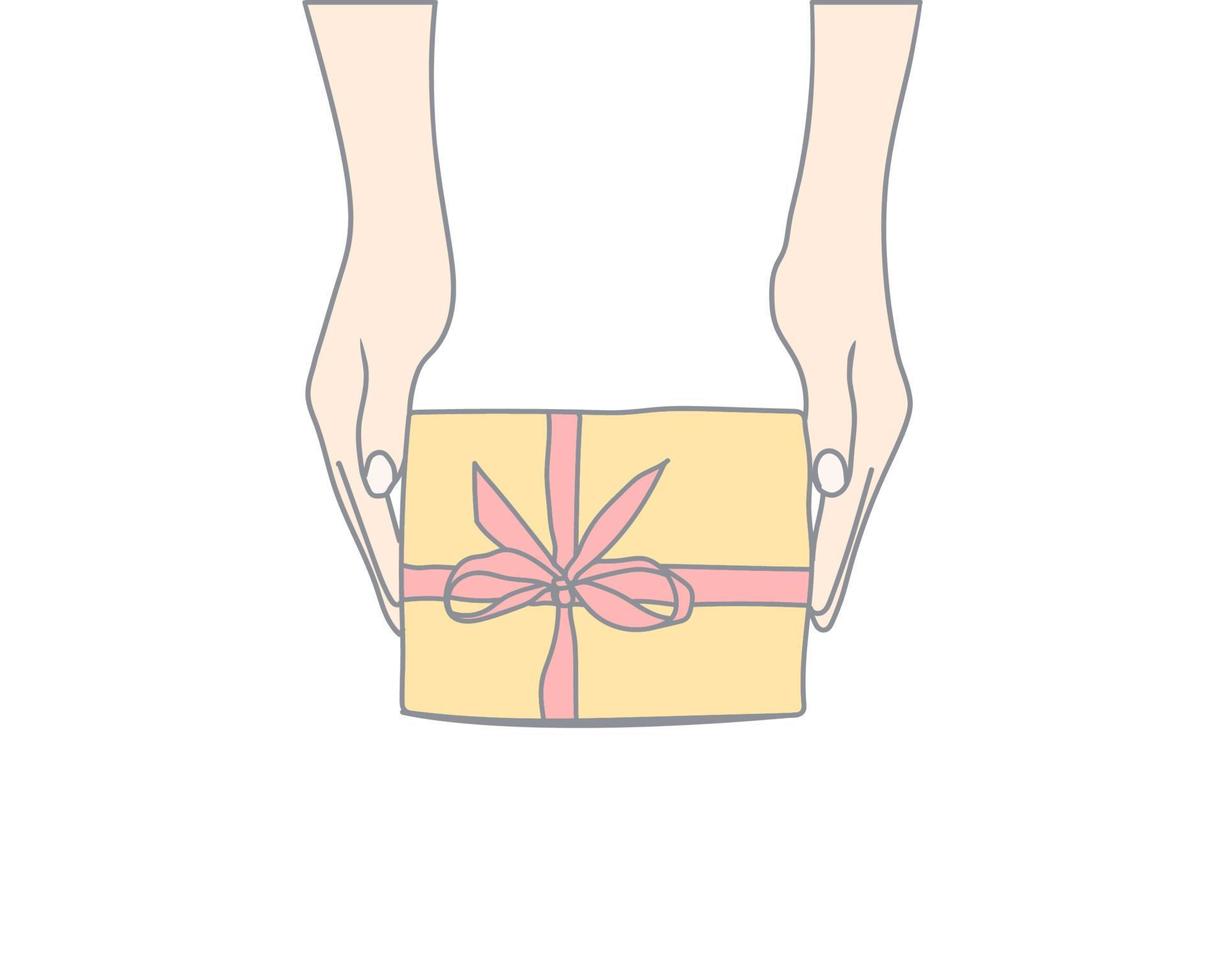 ilustración de dar una caja de regalo vector