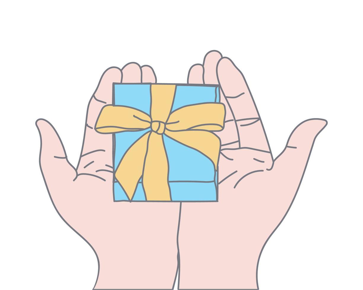 illustration of giving a gift box design vector