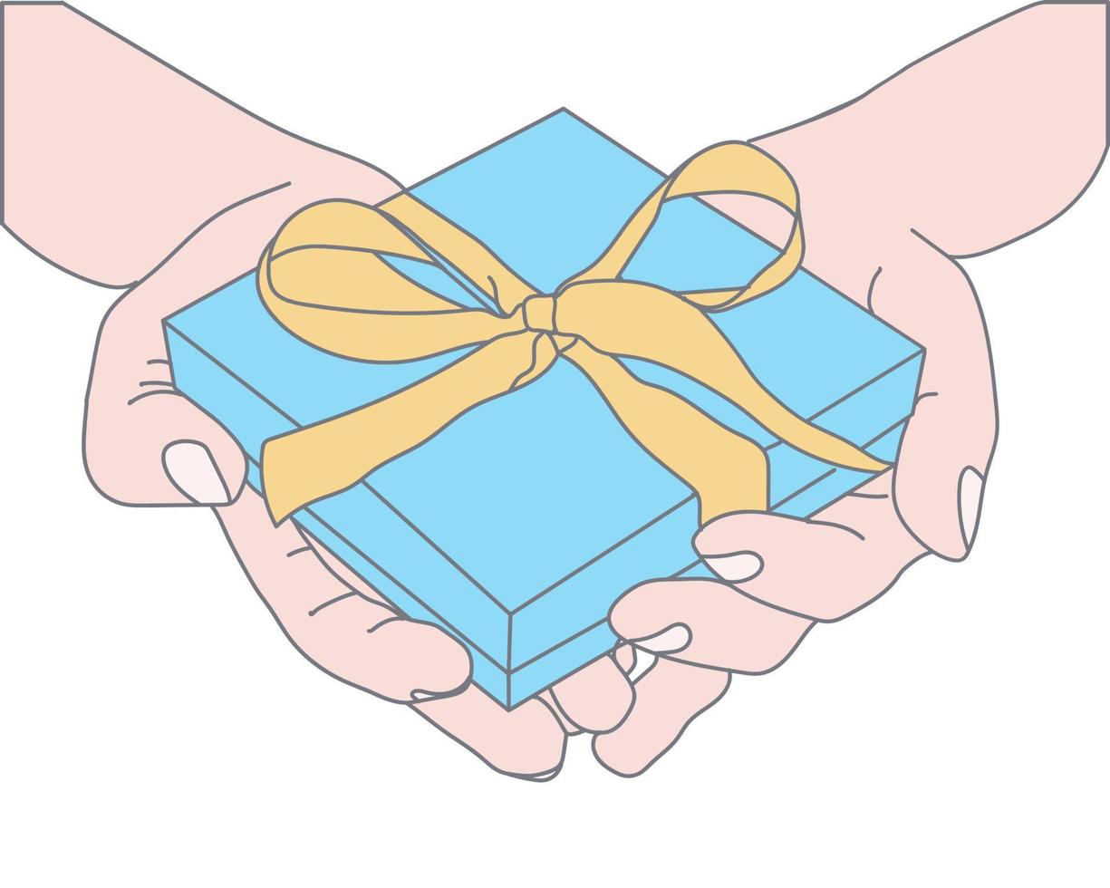 illustration of a hand carrying a gift box vector