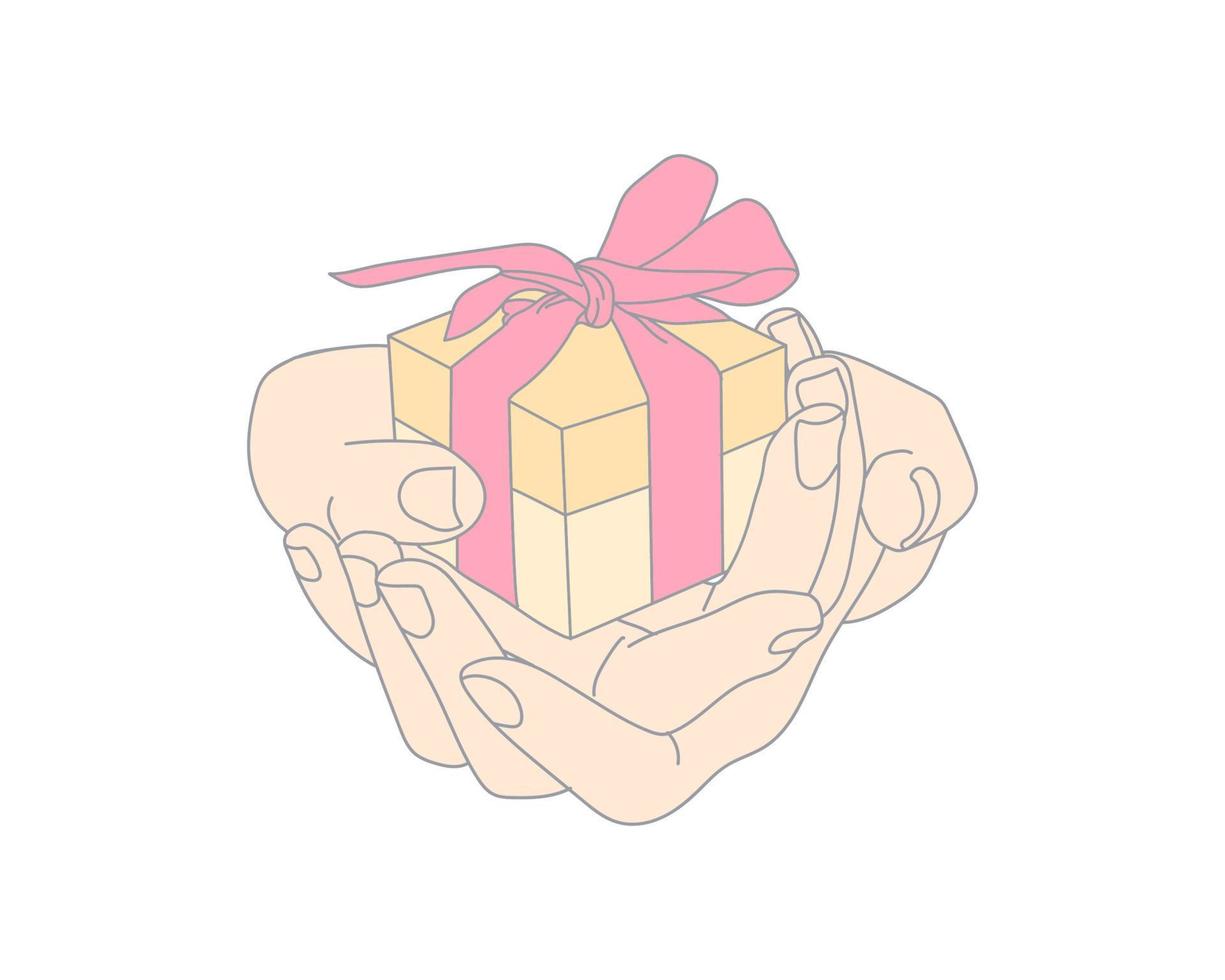 illustration of holding a gift box vector