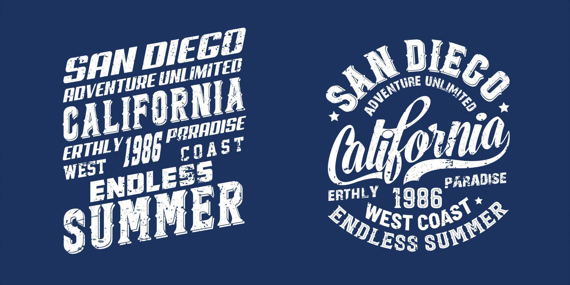 tipografía de california para impresión de camisetas, ilustración vectorial vector