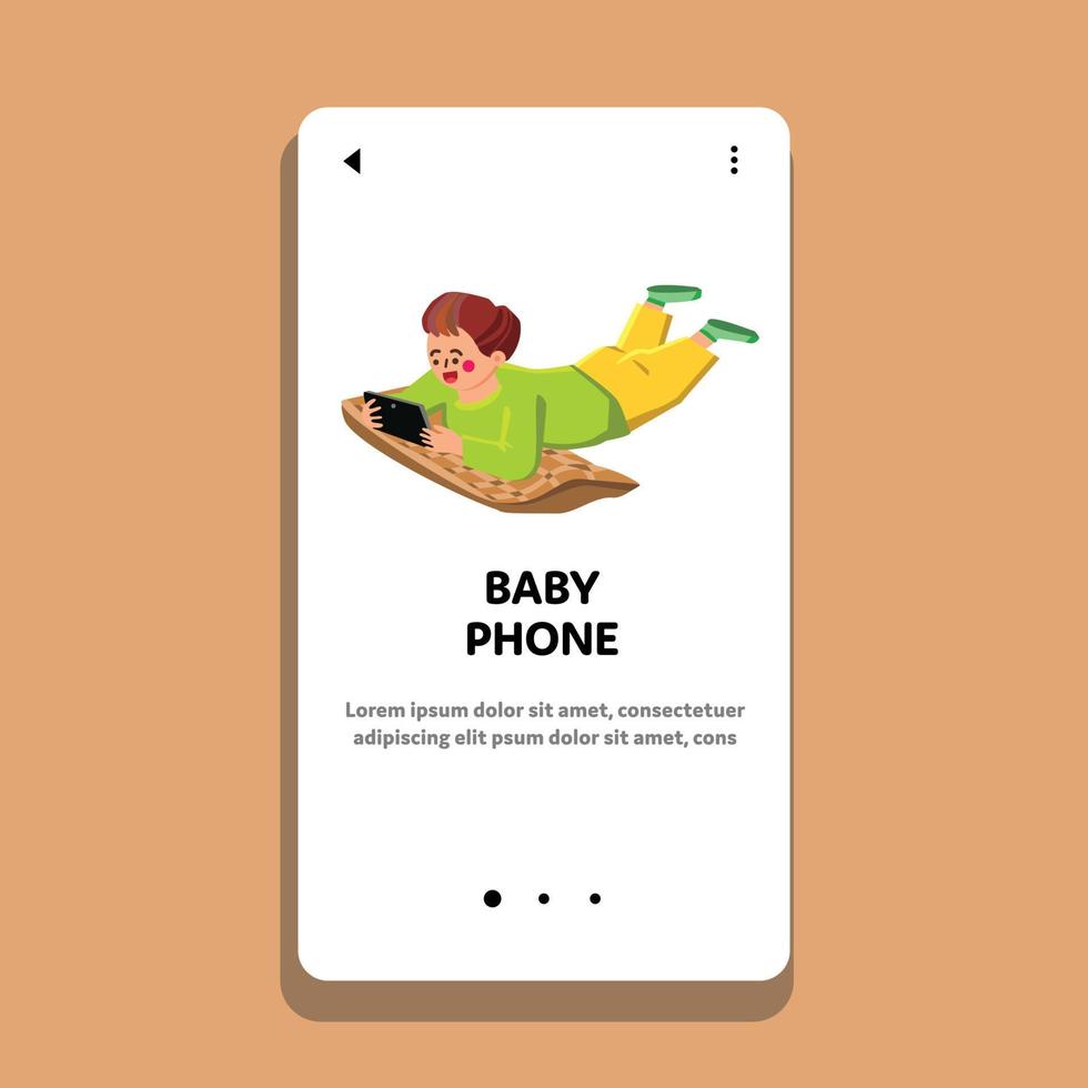 Baby Phone Playing Kid And Lying On Floor Vector