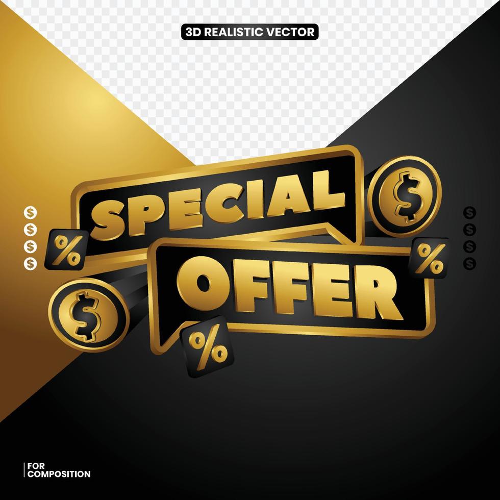 elementos gráficos para oferta especial promoción 3d vector