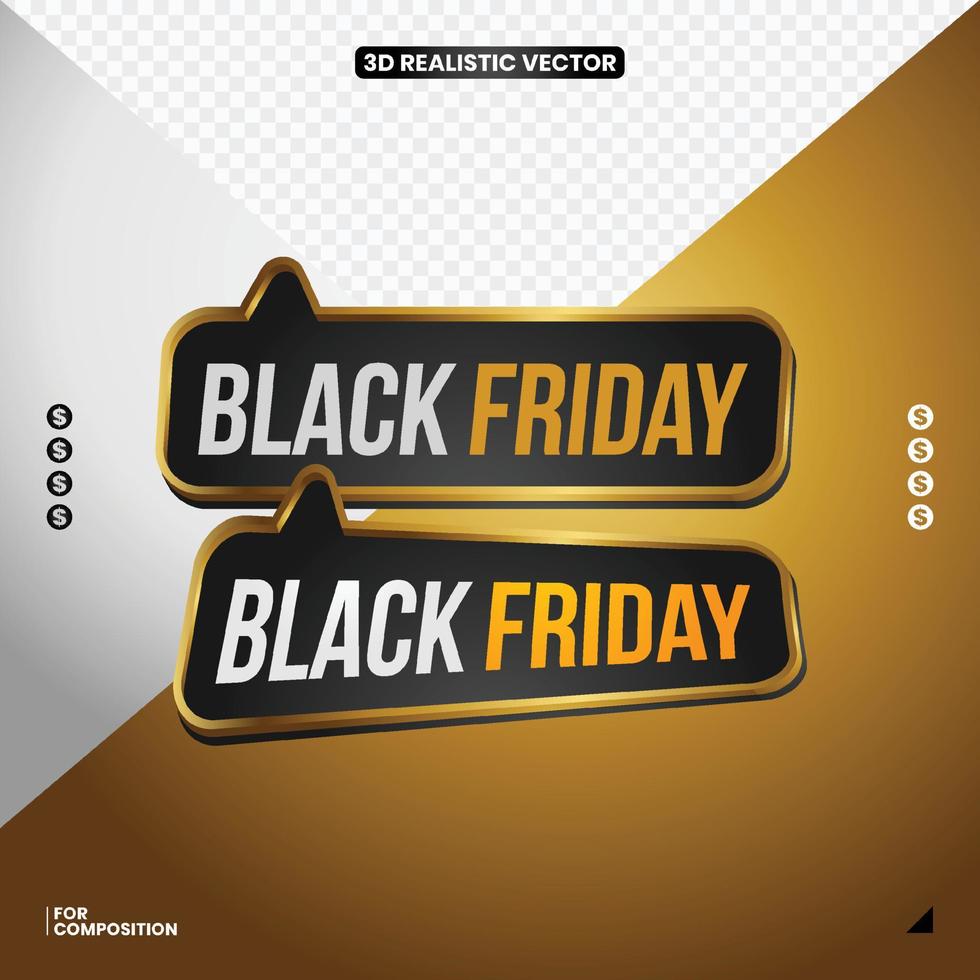 black friday 3d graphic element editable text vector