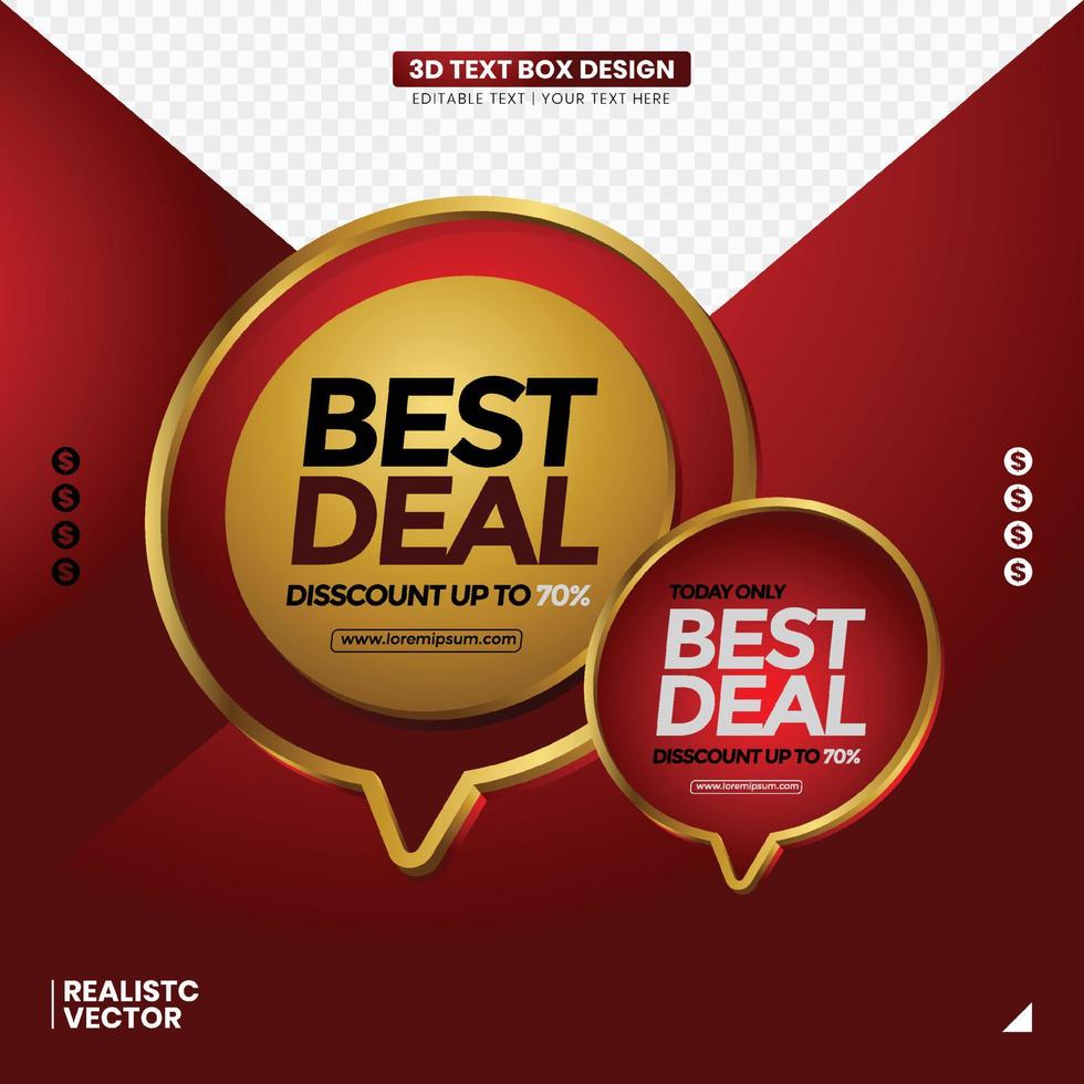 best deal 3d label with text can be made for promotion needs vector