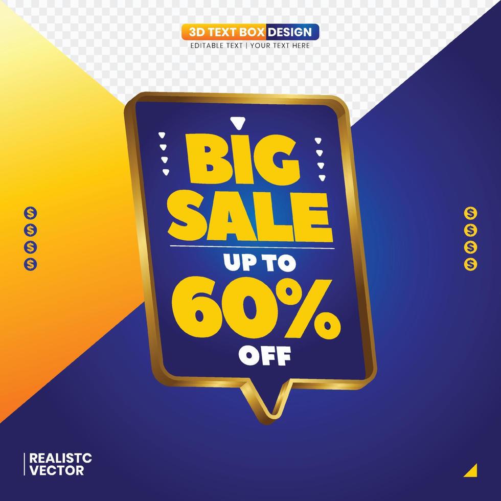 big sale label with editable text for advertising promotion vector
