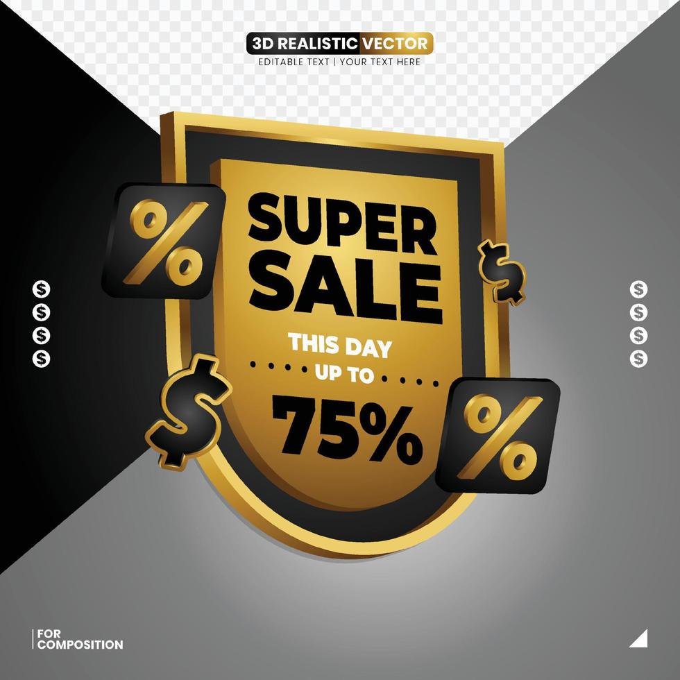 editable sale and discount promotion media graphic elements vector
