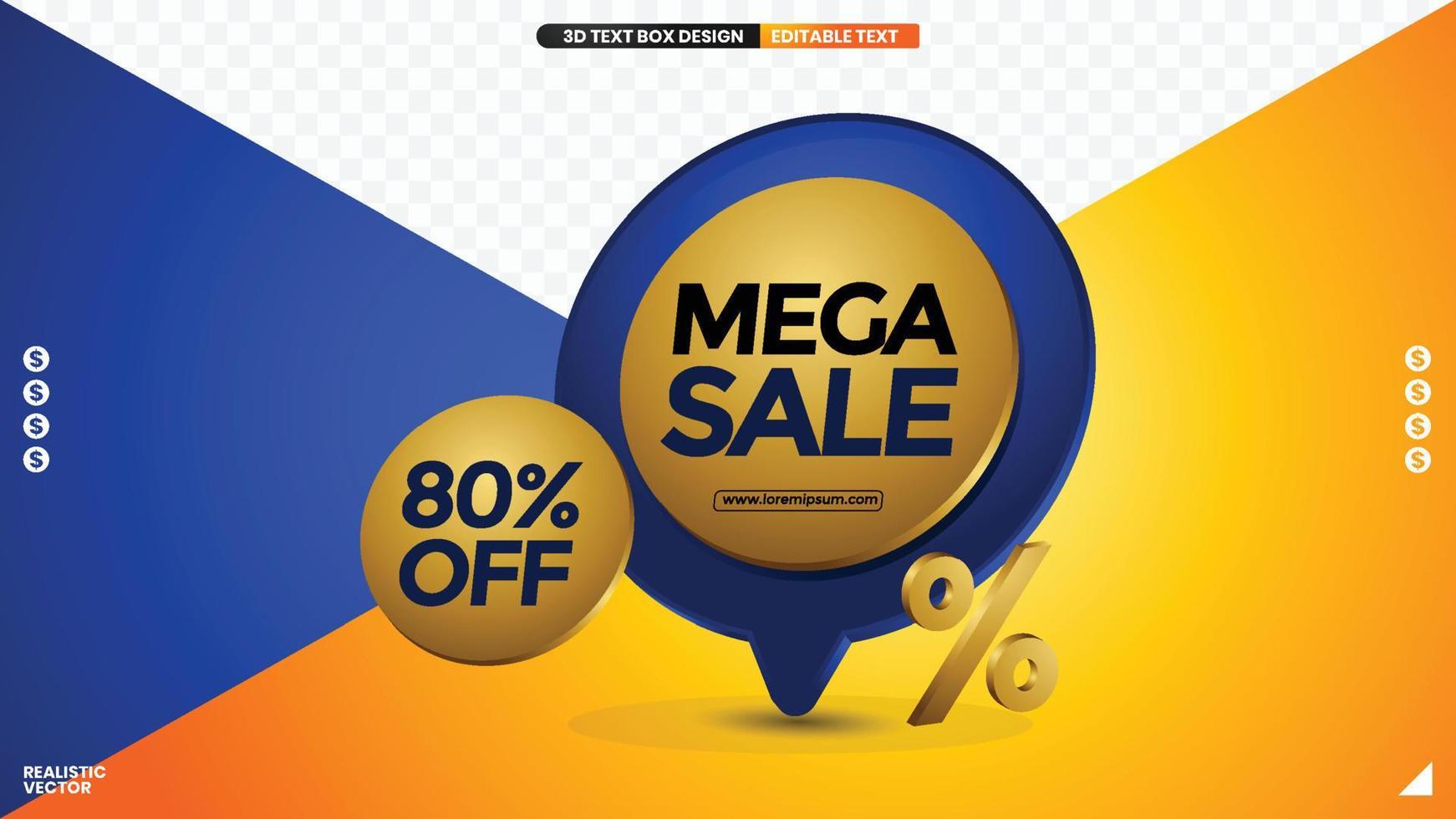 etiqueta premium del logotipo de mega venta con texto editable vector