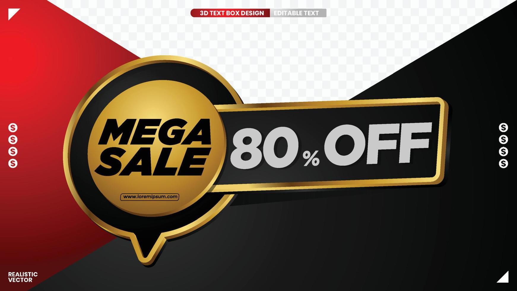 mega sale label with editable text for advertising promotion vector