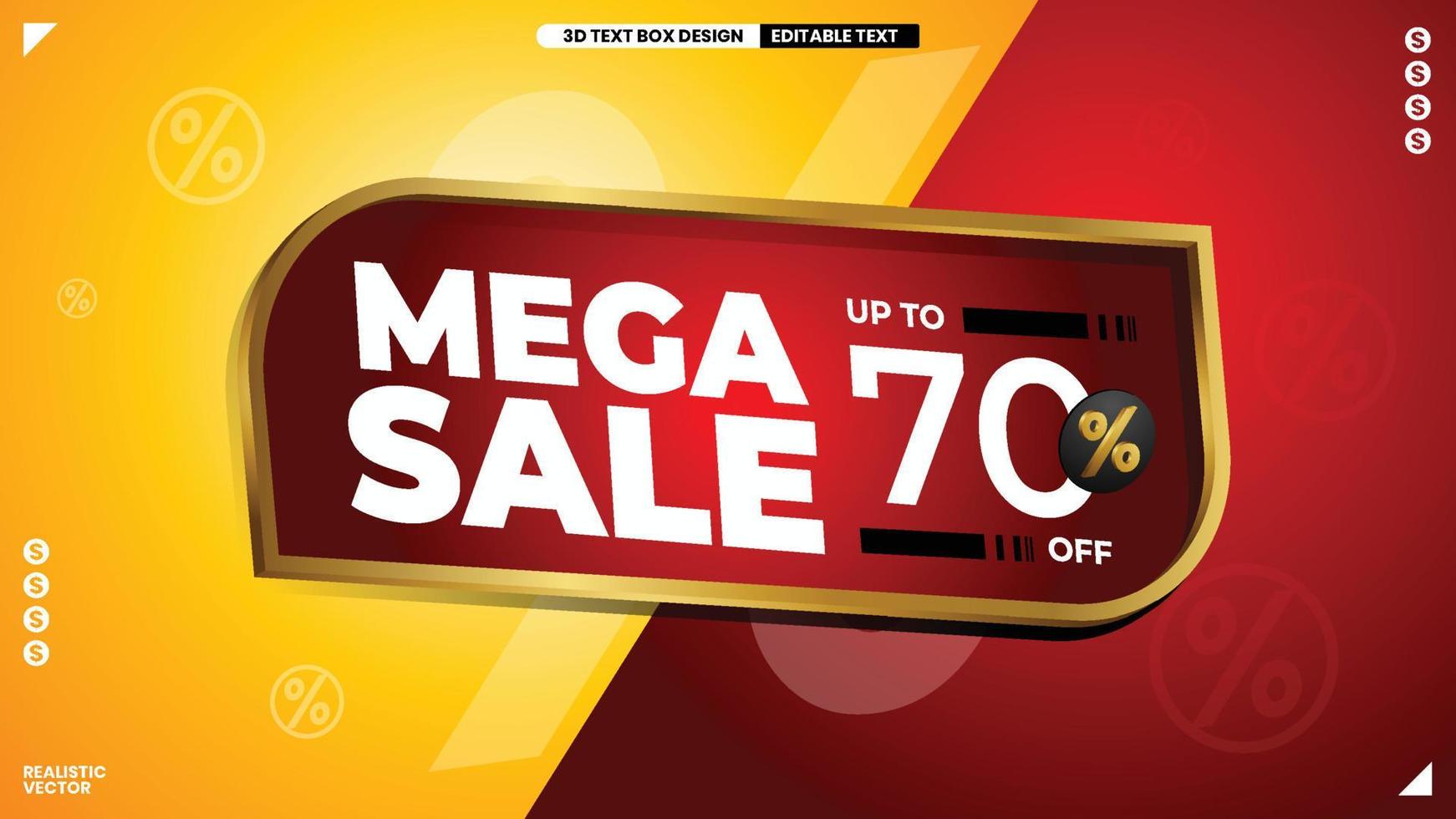 mega sale promo label with editable text vector