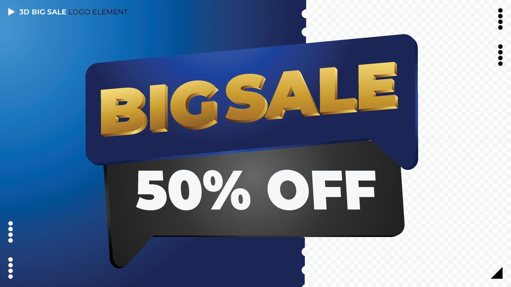 Blue and black text box with big sale text for promotion banner vector