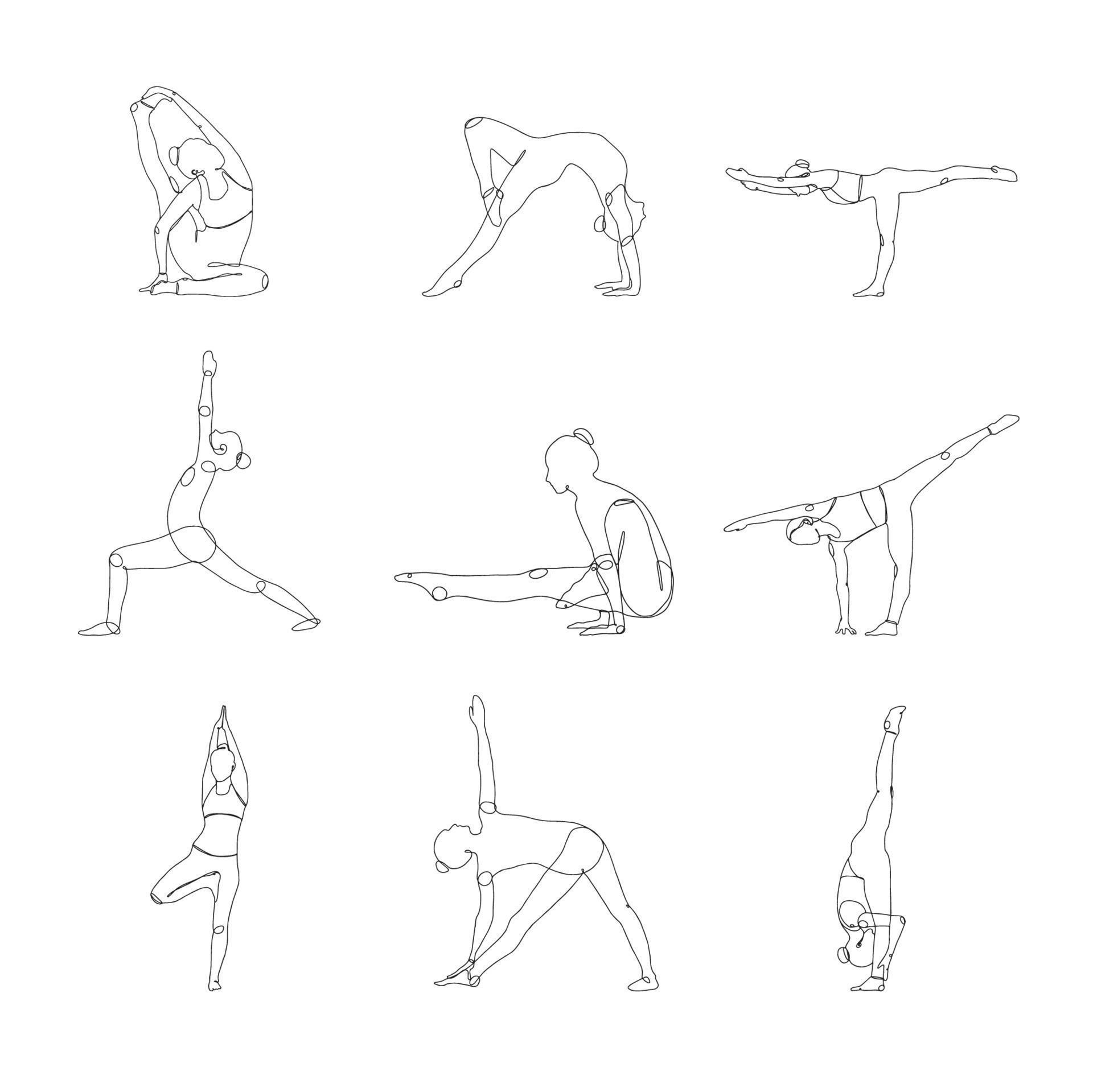 line drawing set of women exercising yoga vector illustration 7974106 ...