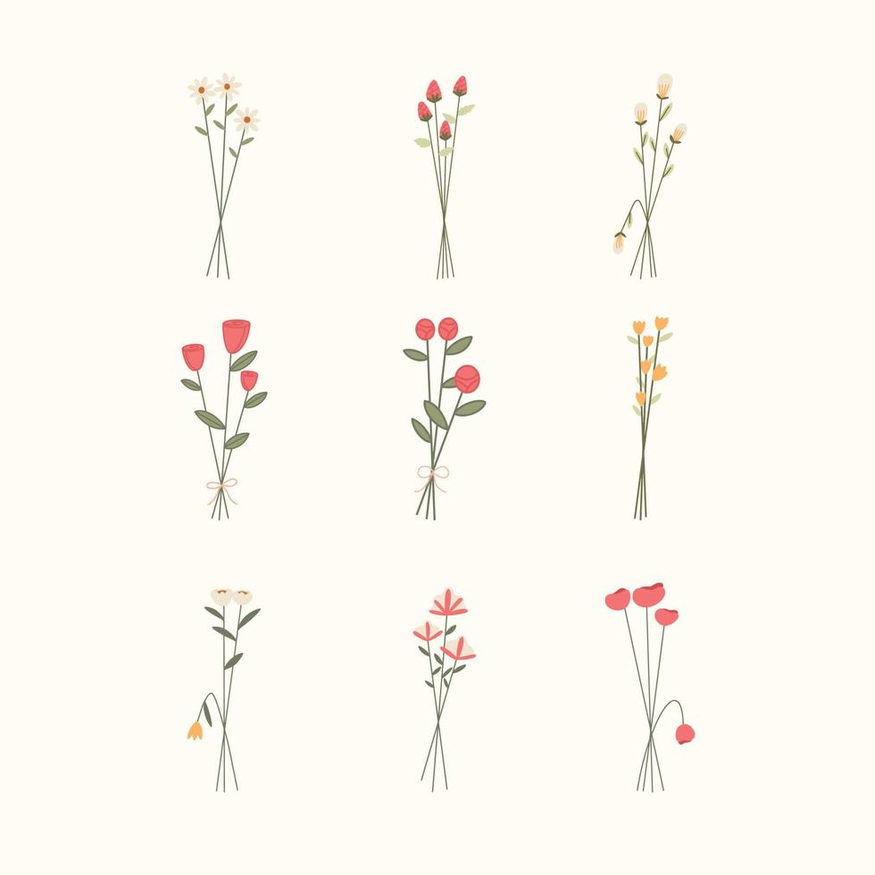 Spring Flowers Hand Drawn vector collection