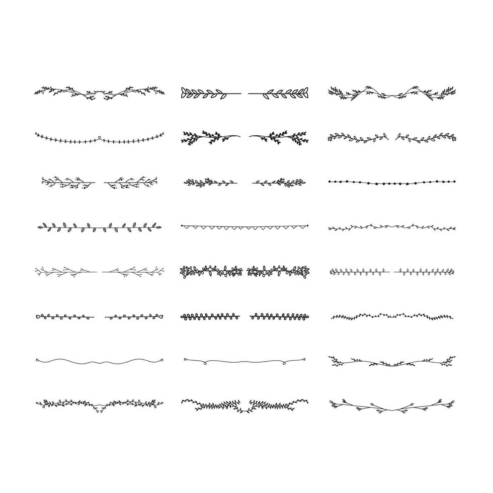 líneas dibujadas a mano elementos florales vector