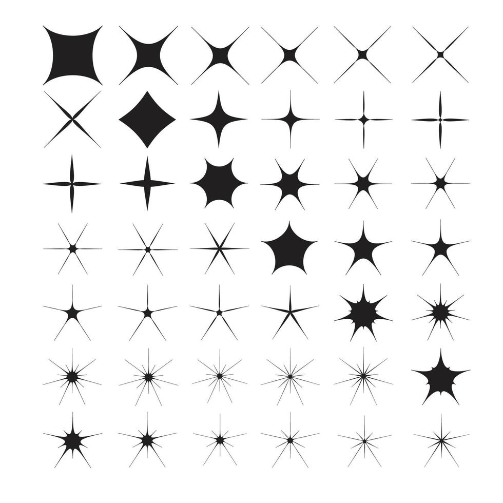 estrellas brillantes forman símbolos vectoriales esquema aislado estilo plano vector