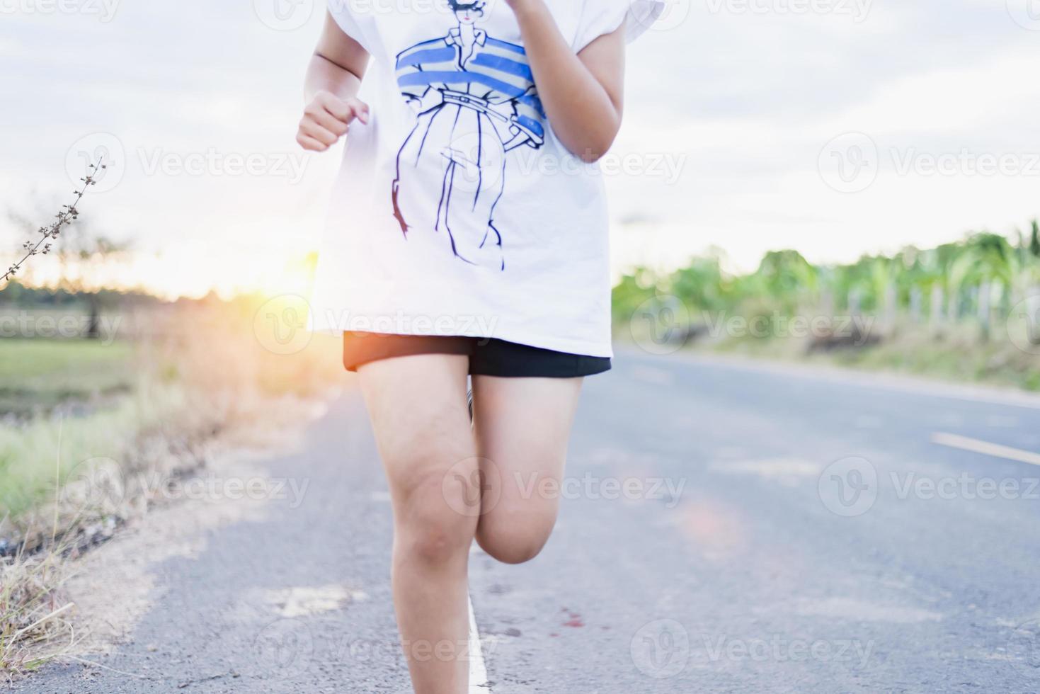 woman jogging evening or morning, running training for Rest and recuperate. photo