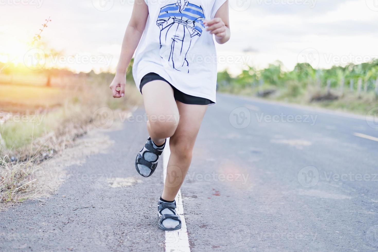 woman jogging evening or morning, running training for Rest and recuperate. photo