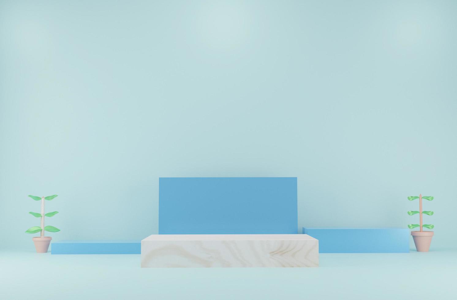 3d rendering floor with natural wood blue podium, the most 3d rendering background, rendering abstract geometric shapes, light green pastel 3D podium background for product display. photo