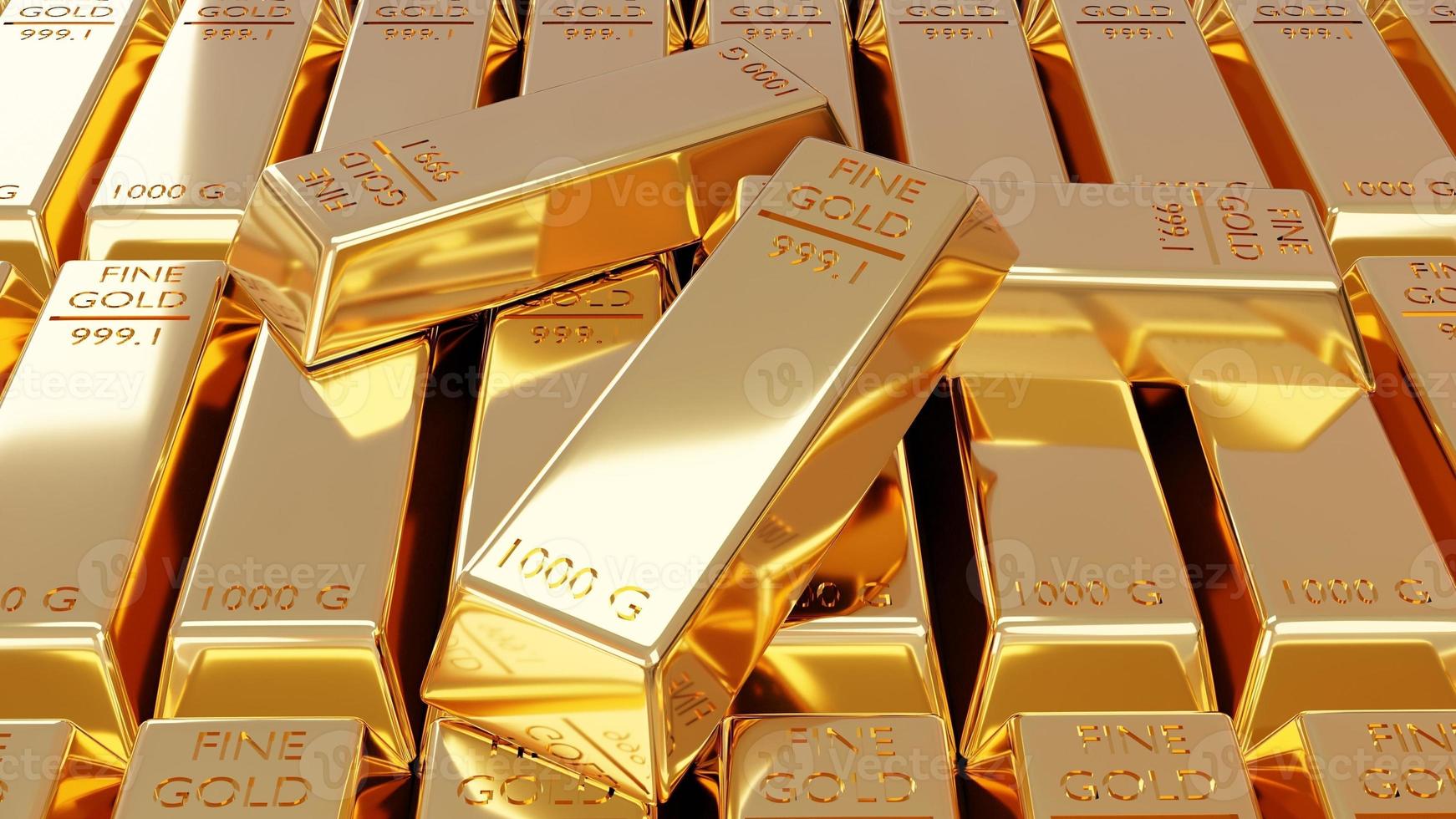 Gold Business Investment Gold Trading, Banking Business Ideas 3D Show of Lots of Shiny Gold Bullion Bars A treasure trove of wealth and investments for the future. photo