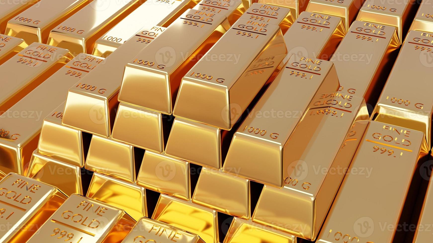 Gold Business Investment Gold Trading, Banking Business Ideas 3D Show of Lots of Shiny Gold Bullion Bars A treasure trove of wealth and investments for the future. photo