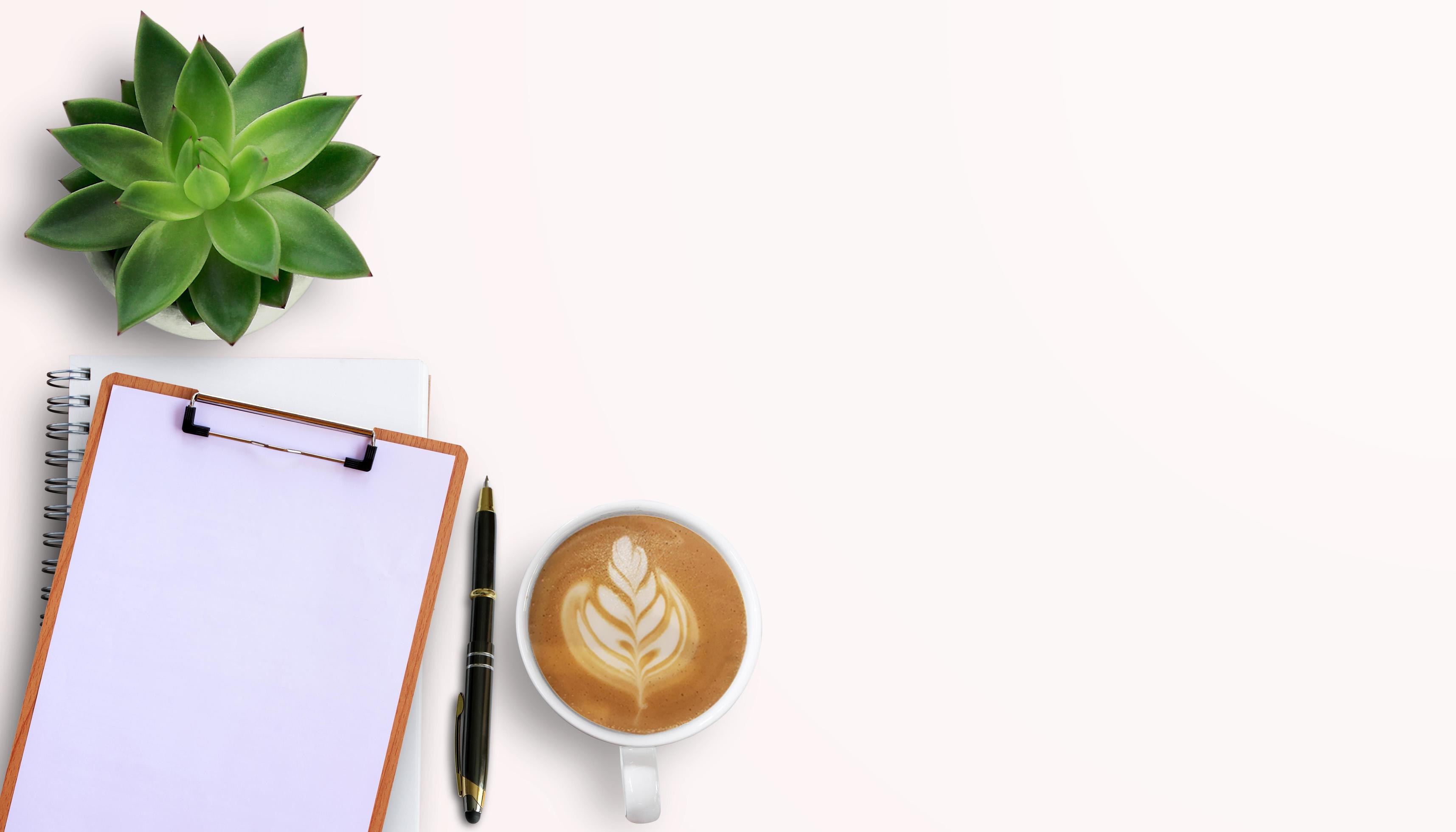 Office desk with stationary on white table background. 7974669 Stock