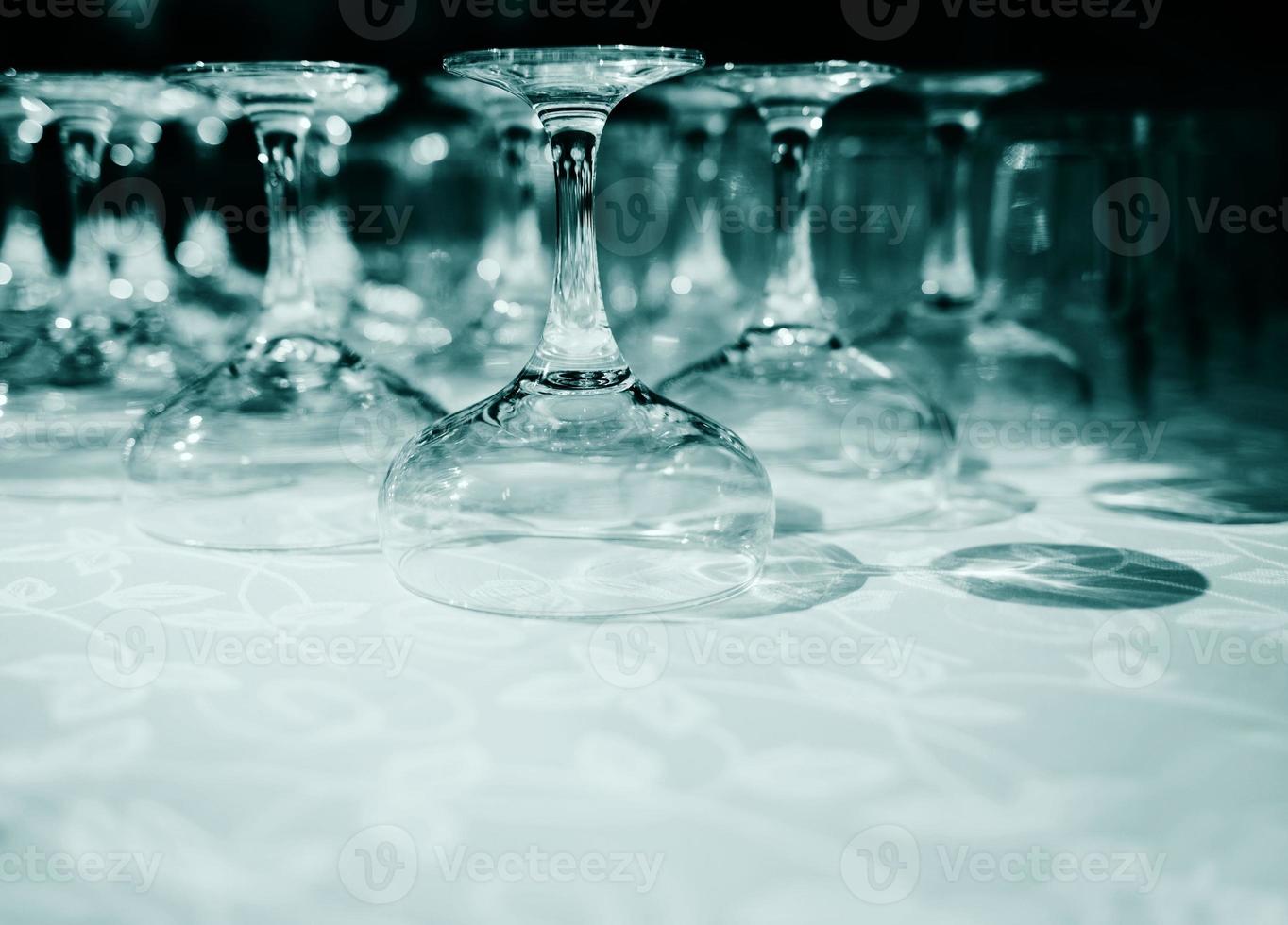 Rows of empty glasses photo