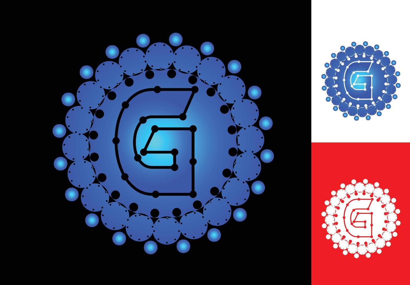 Letter G with circle dot logo and icon design template vector